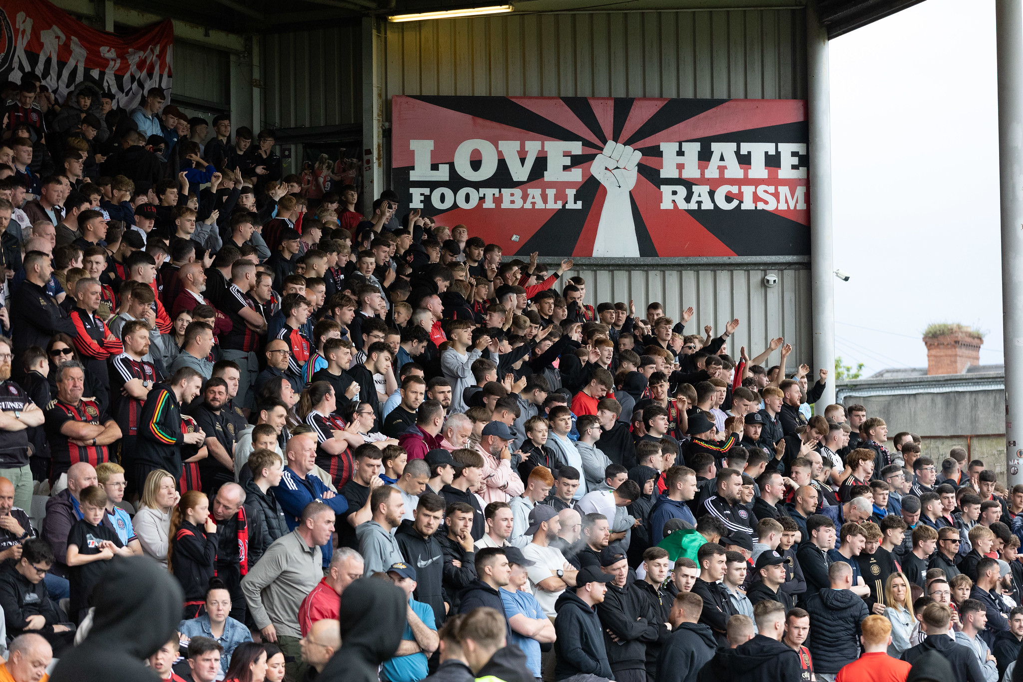 A "Love Football, Hate Racism" sign at Dalymount Park A "Love Football, Hate Racism" sign at Dalymount Park