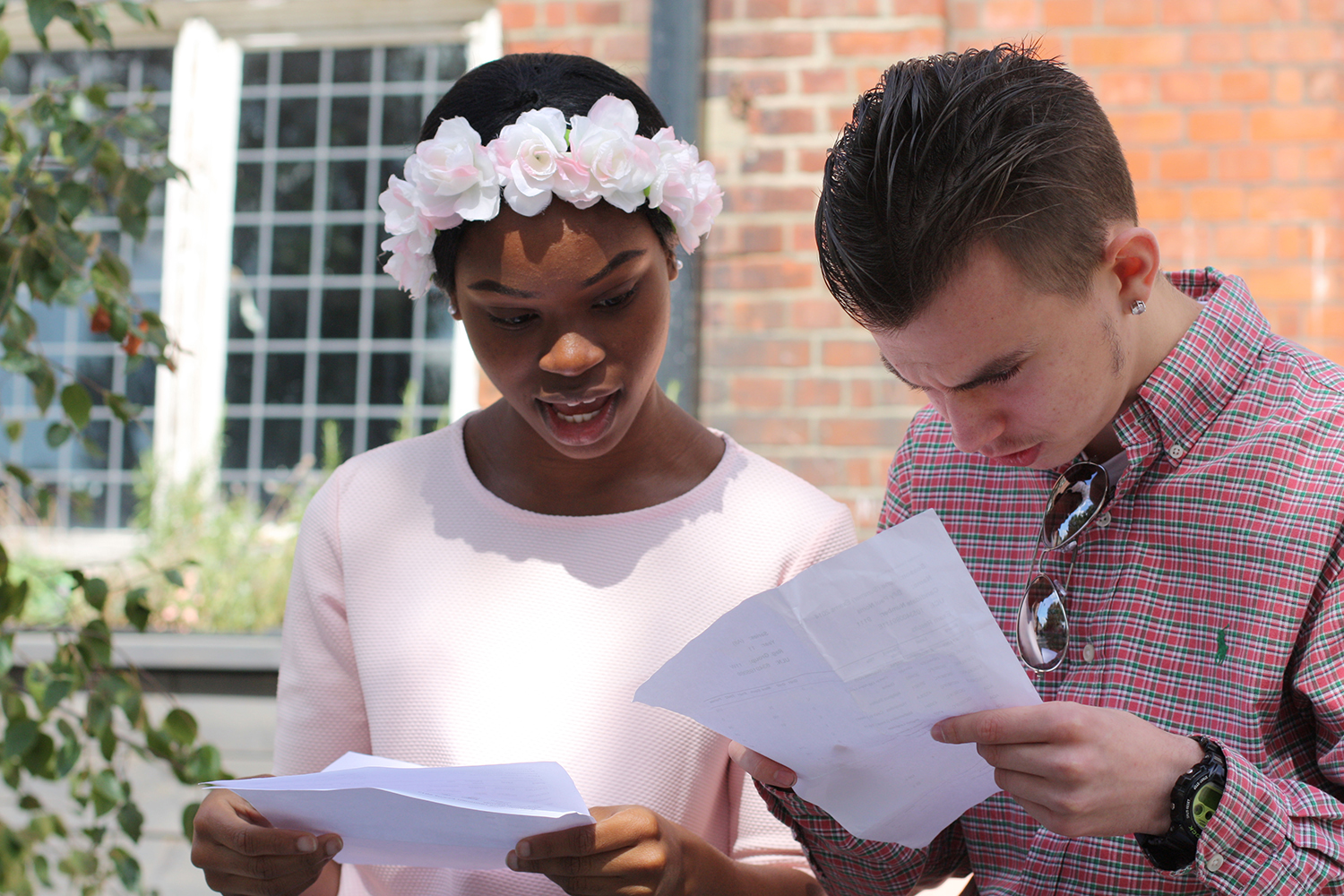 Students collecting GCSE results