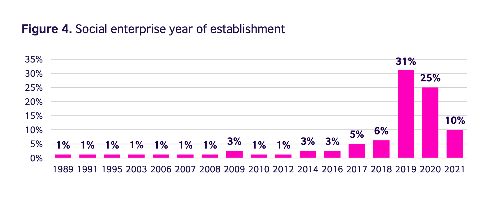 Chart age of social enterrpises in Algeria British Council