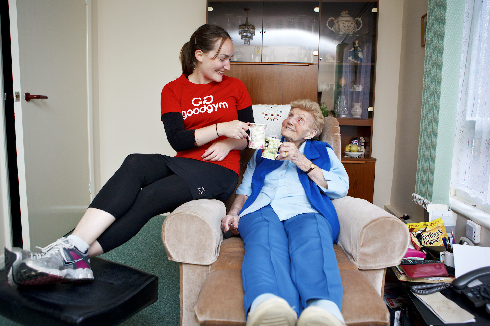 GoodGym runner with tea