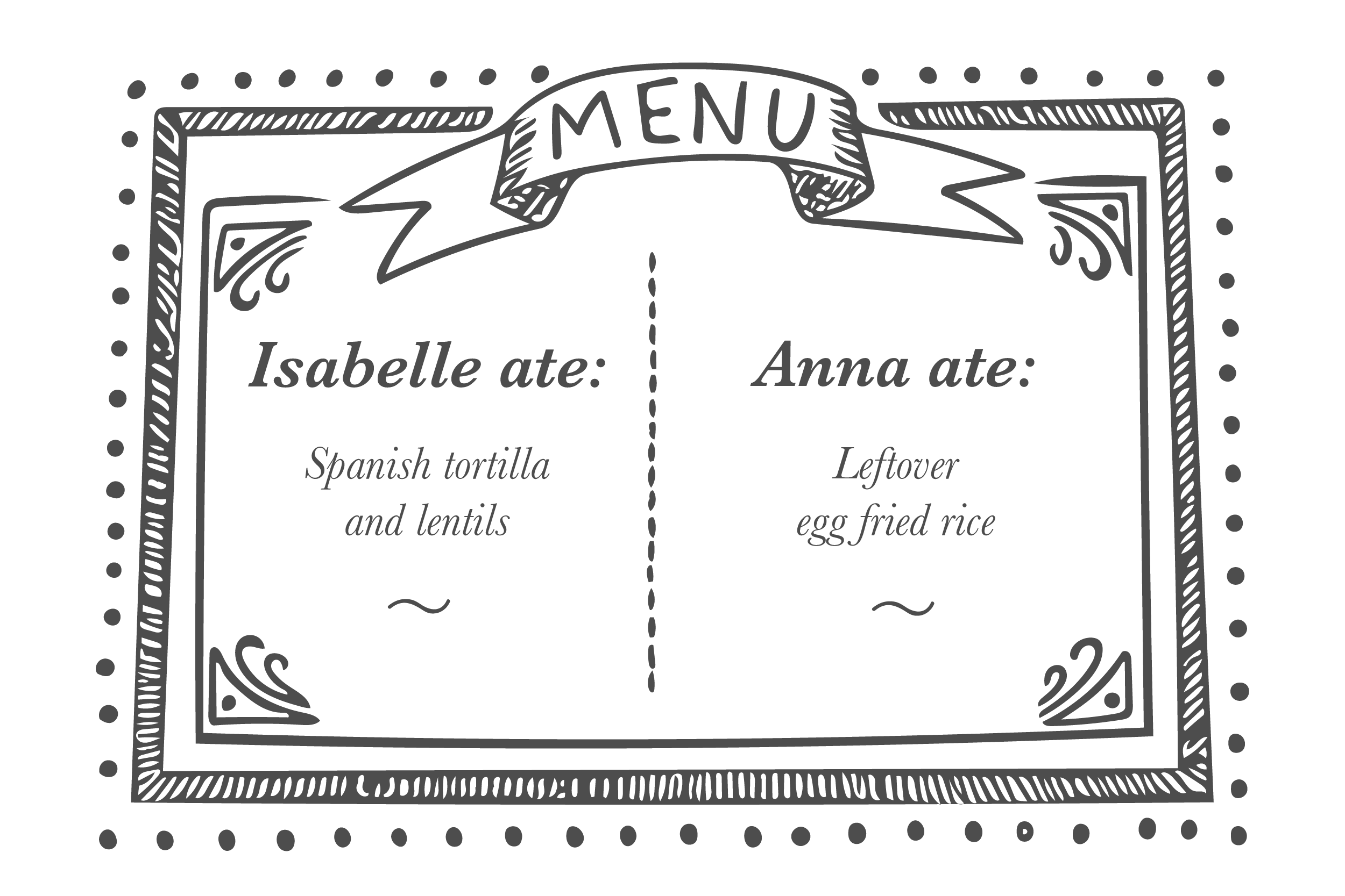 Lunch menu - Isabelle Irani