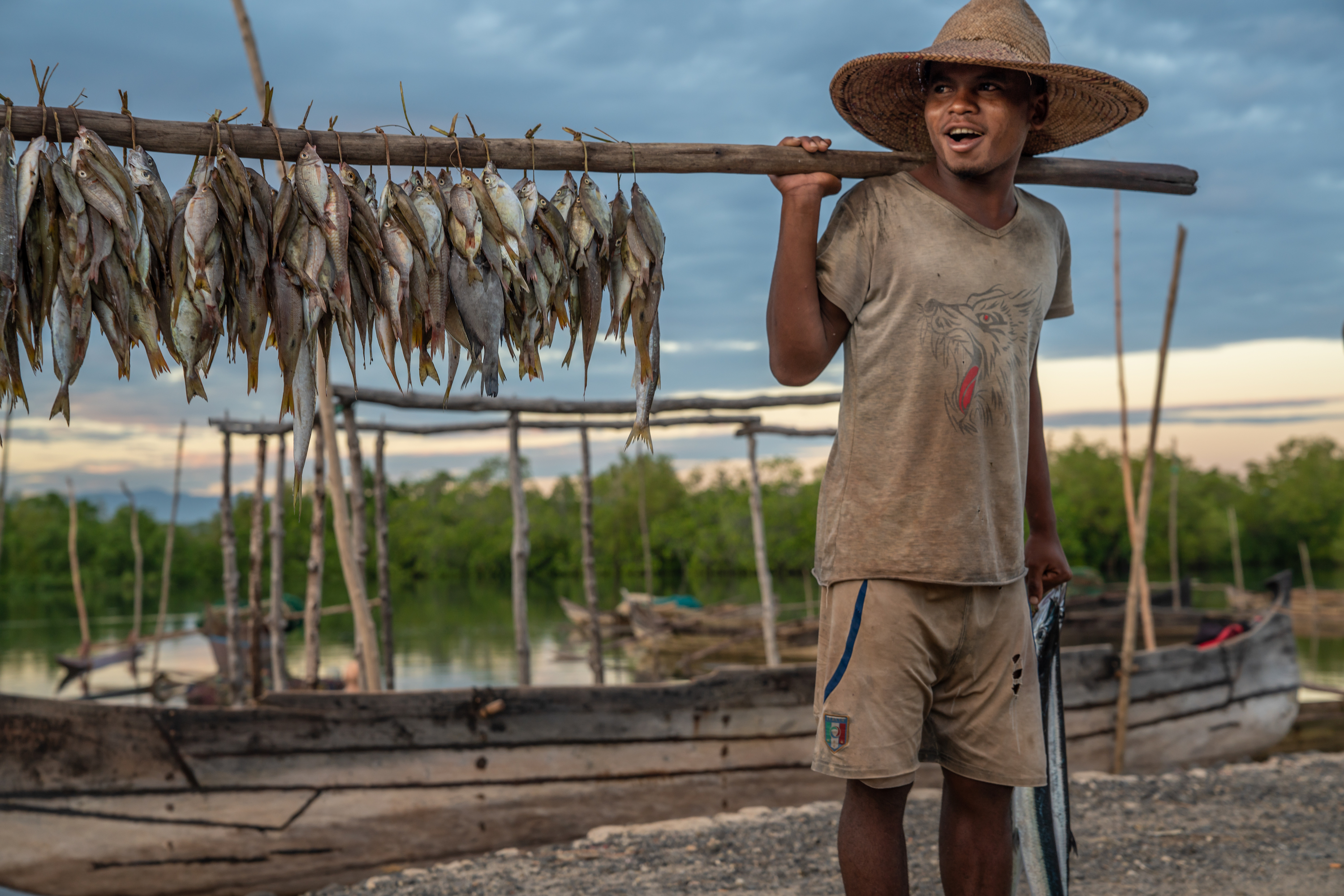 A fisherman with his catch of the day