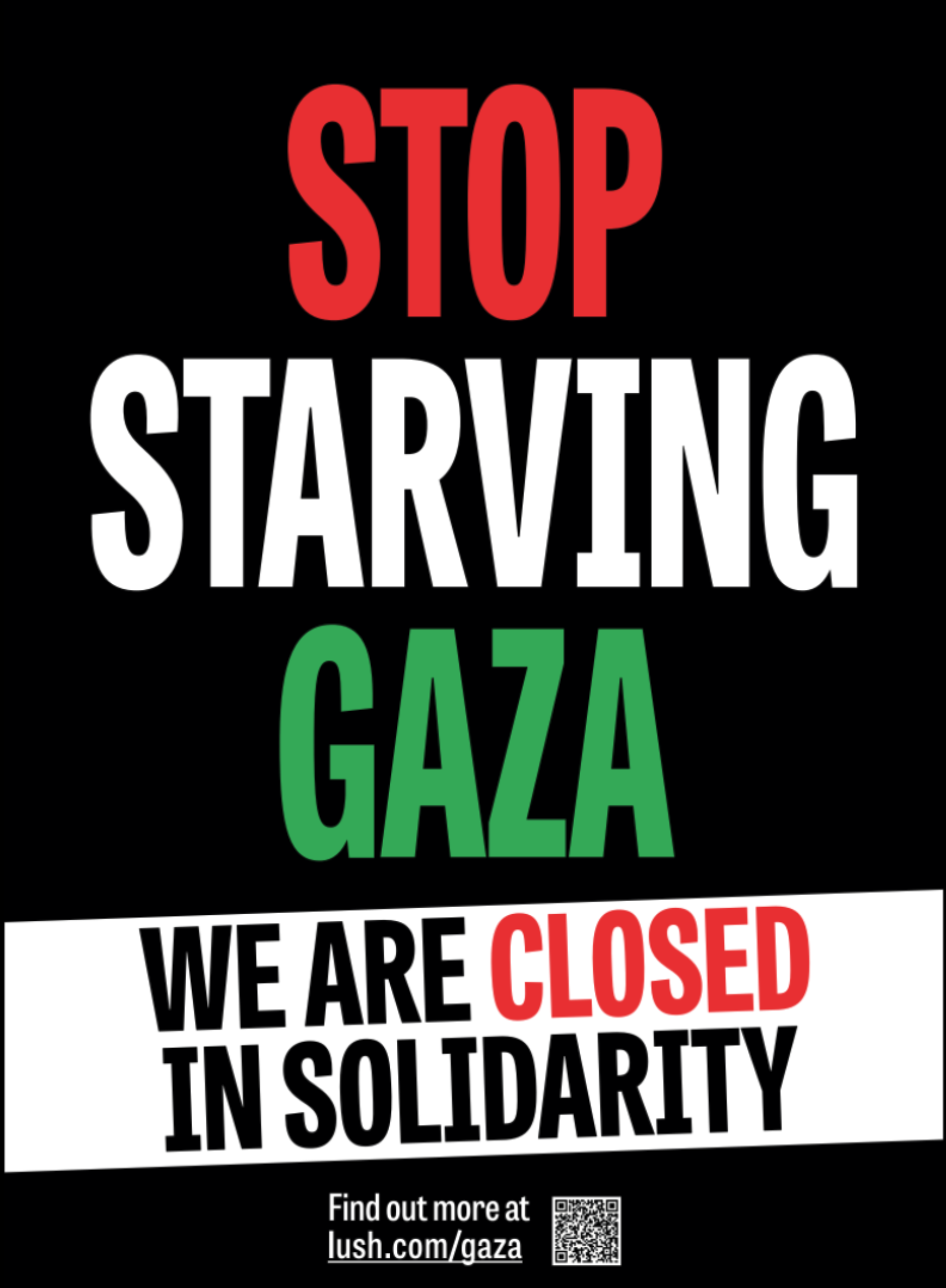 Lush Gaza shutdown message