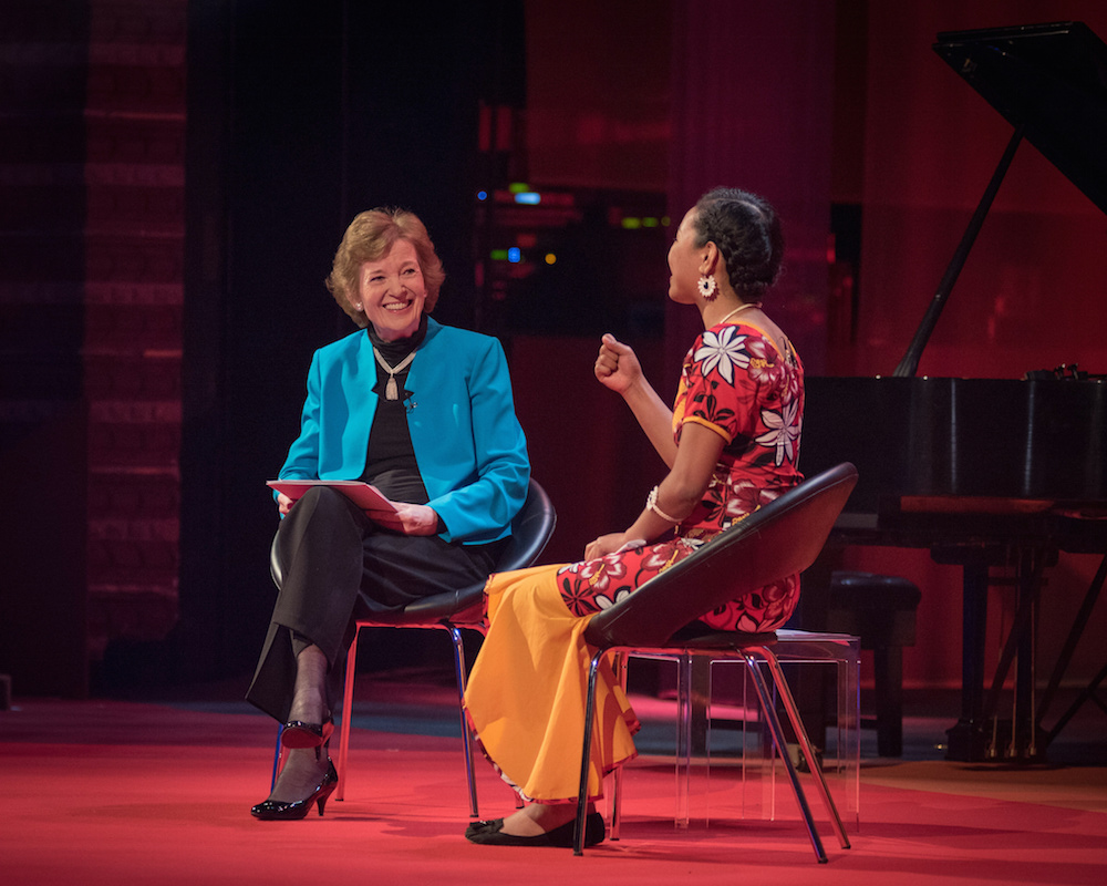 Mary Robinson and Selina Leem_Skoll World Forum_climate change