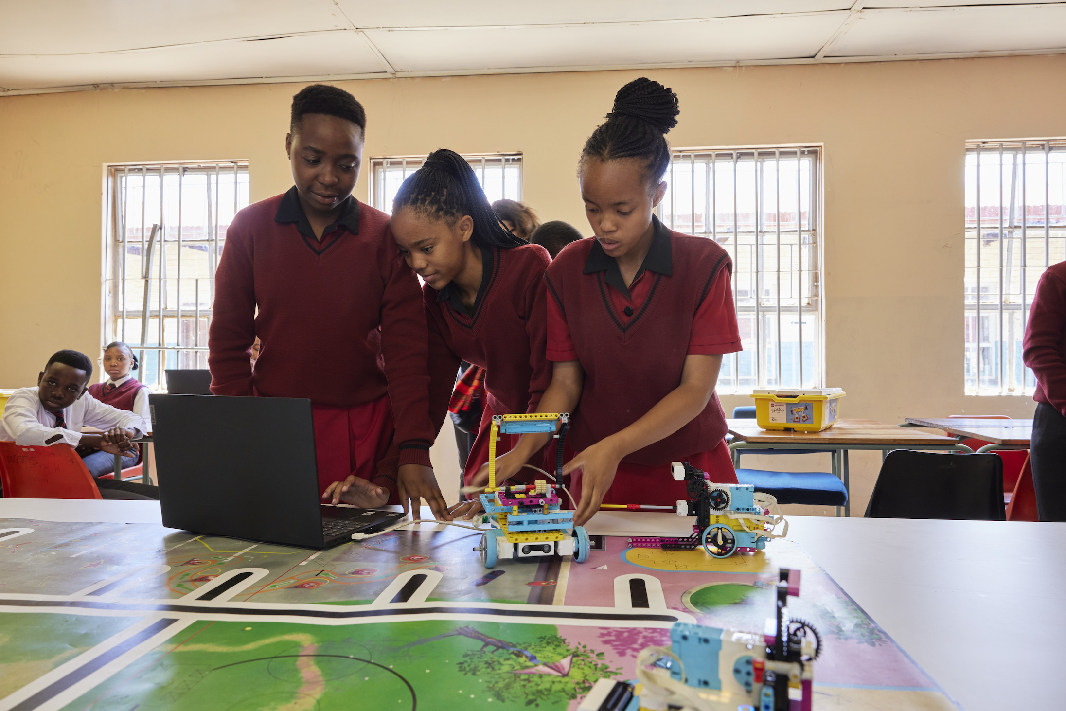 Pupils demonstrate robotics project - BMW Unicef partnership South Africa