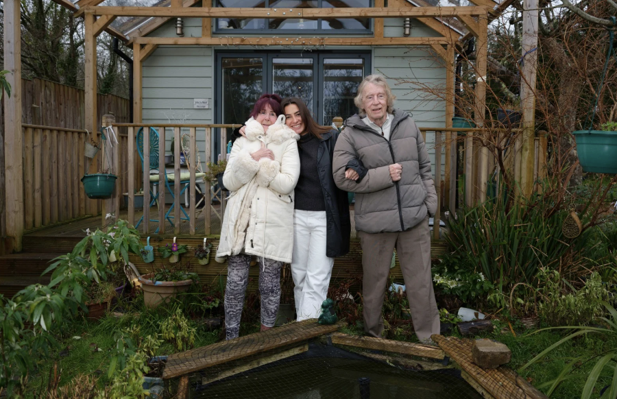 Solene Declas with her nan and grandad