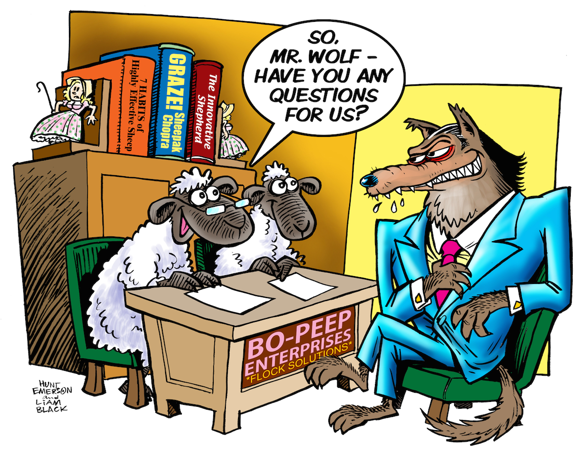 Sheep and Wolf cartoon