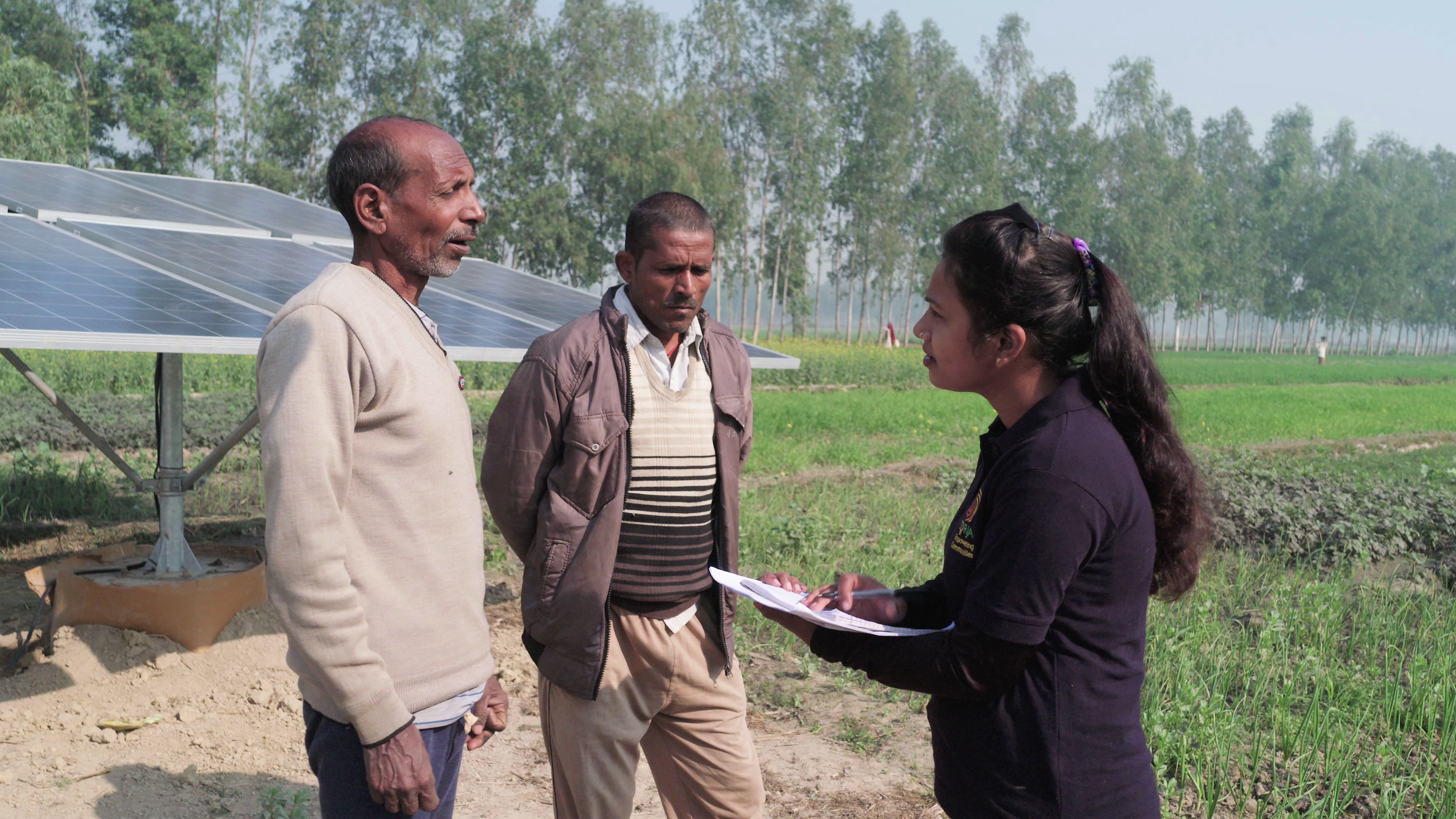 Shraddha Gupta conducting farmer survey - Oorja