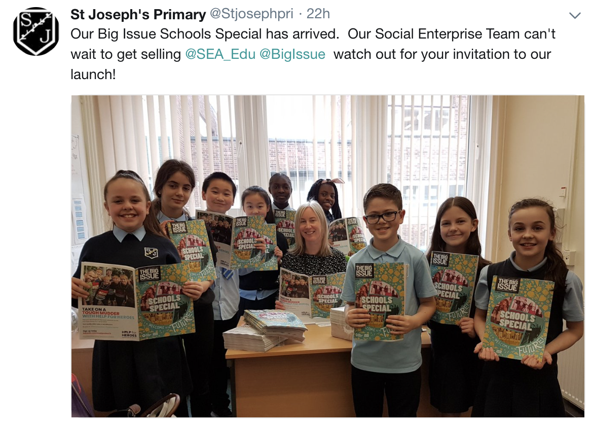 St Josephs Primary Big Issue tweet