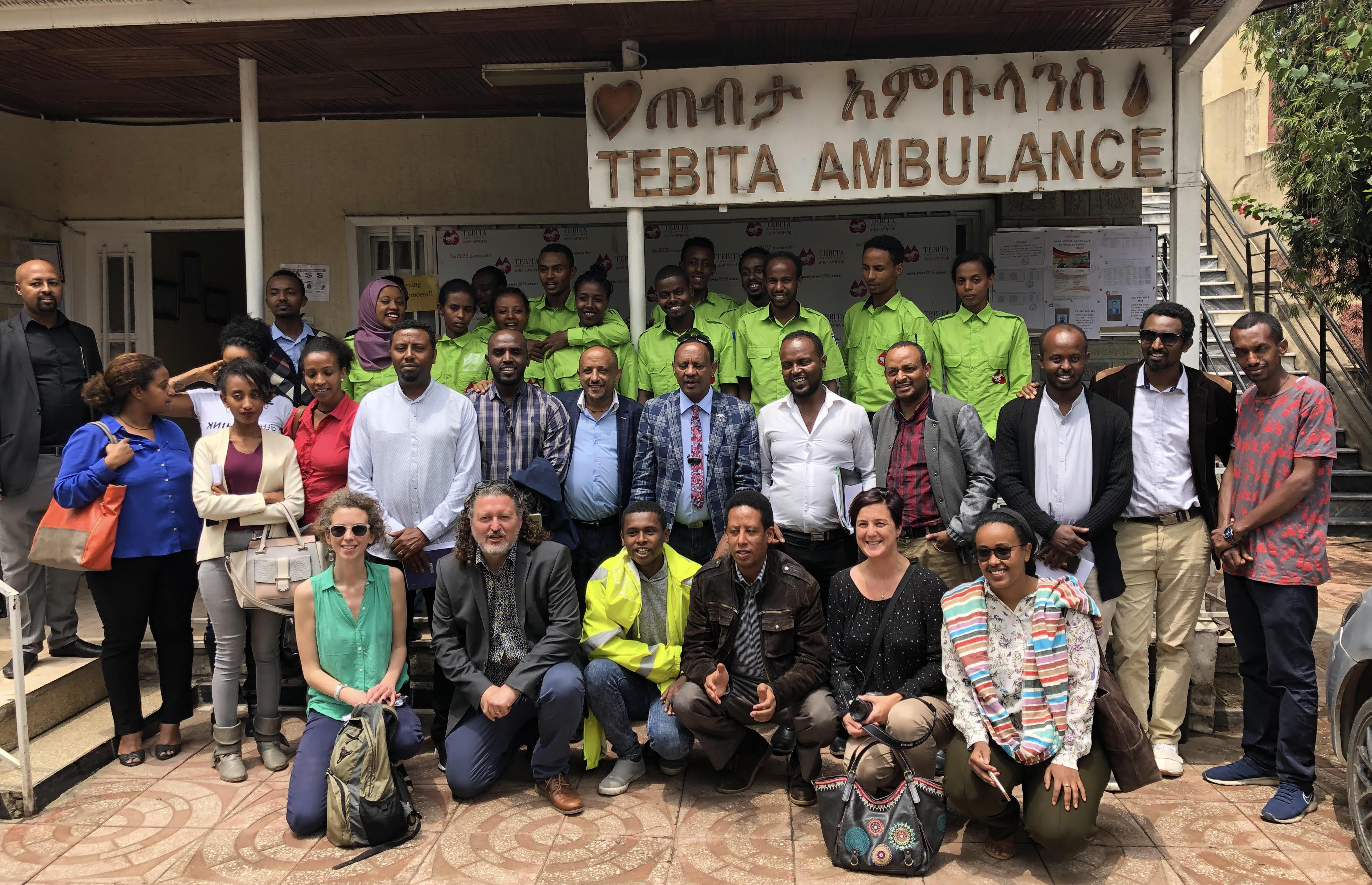 Journalists and Tebita Ambulance staff