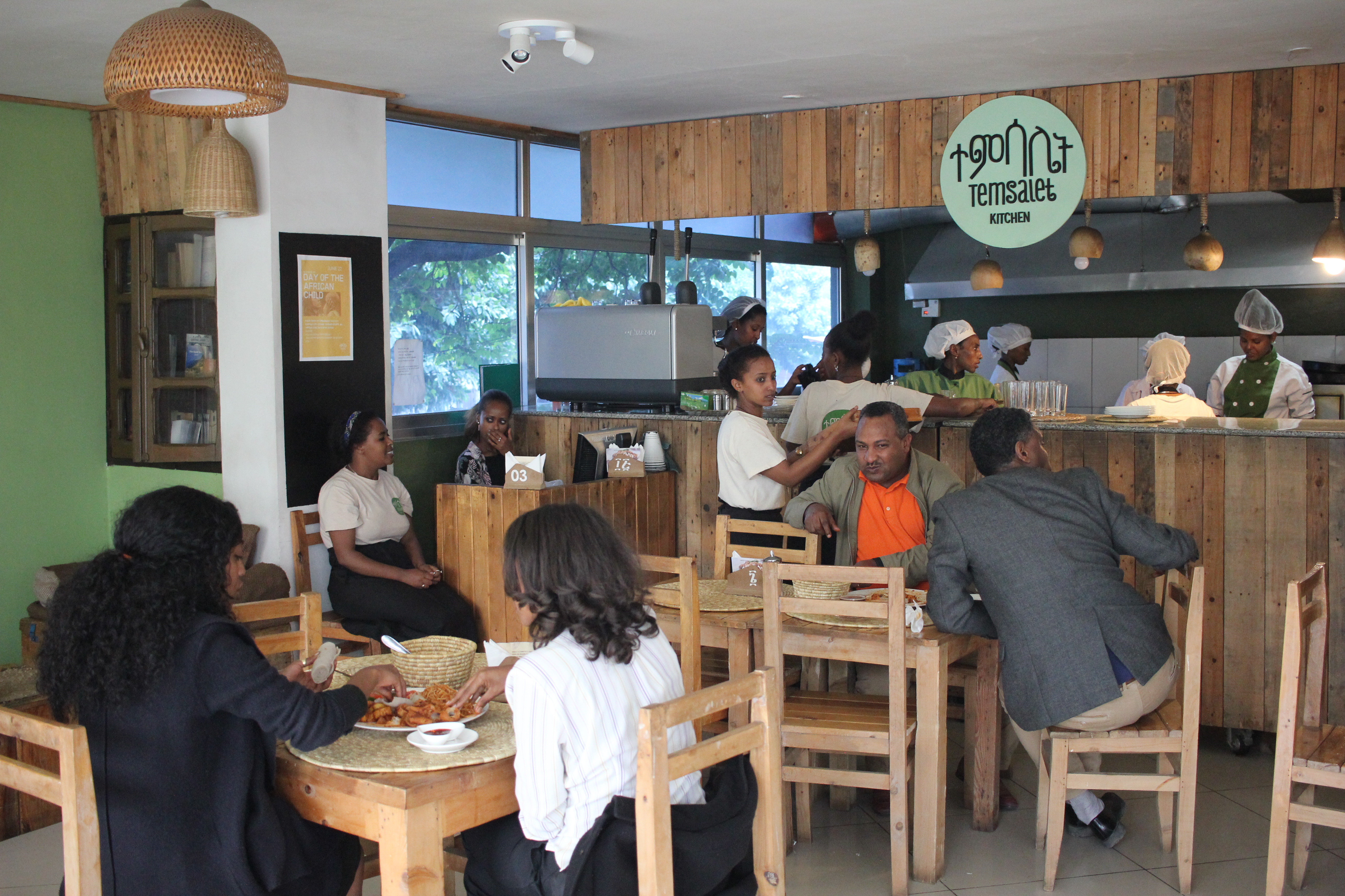 Dining at Temsalet Kitchen Ethiopian social enterprise