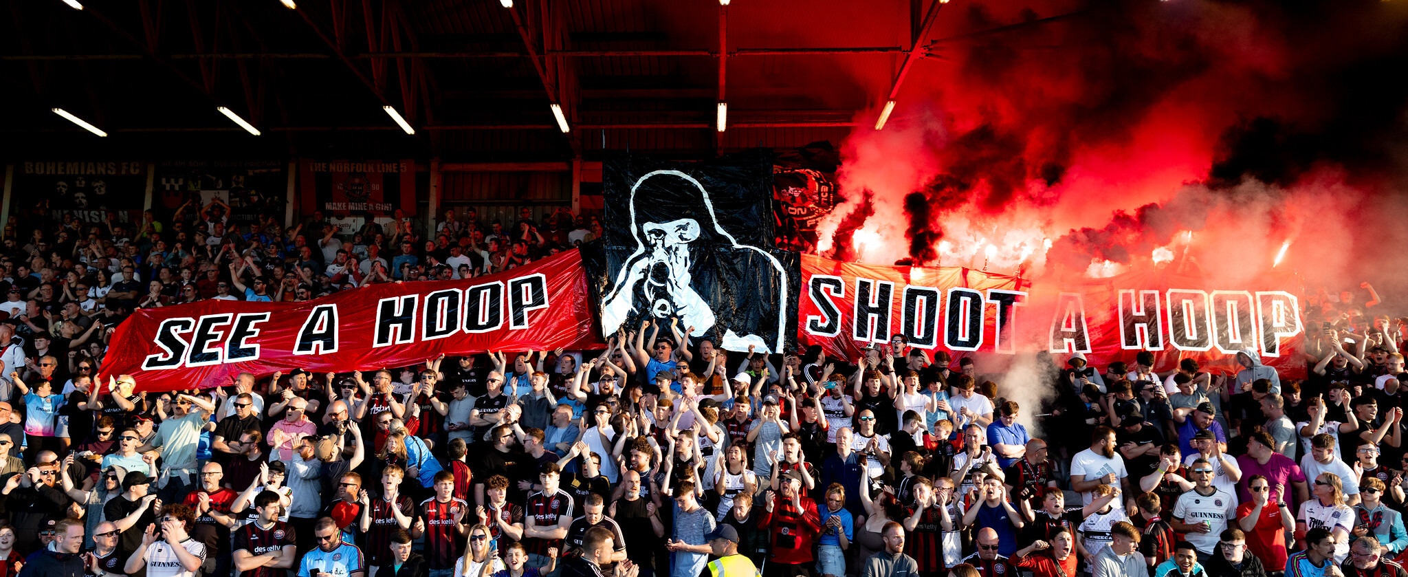 A banner held by Bohemians FC fans A banner held by Bohemians FC fans