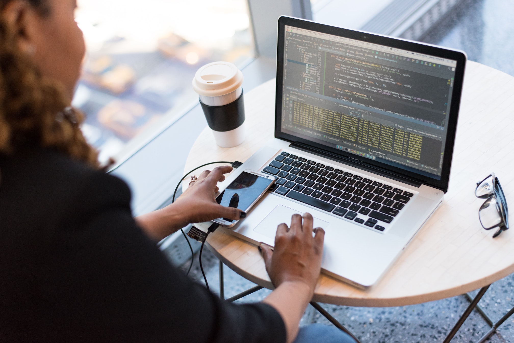 Coding on a laptop