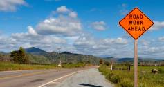 Road work ahead sign