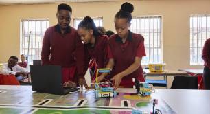Pupils demonstrate robotics project - BMW Unicef partnership South Africa