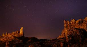 Dunure castle at night