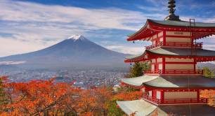 Chureito pagoda and Mount Fuji Japan