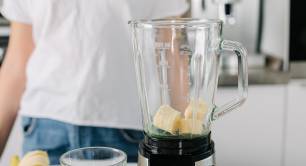 Banana pieces in blender