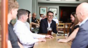 Andy Burnham visits the Hare pub
