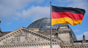 German parliament and flag 
