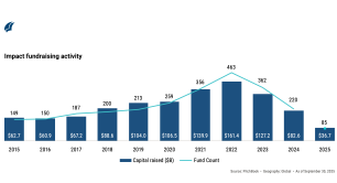 Chart of private impact fundraising per year