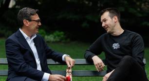Andy Burnham with Josh Turner Stand4 Socks