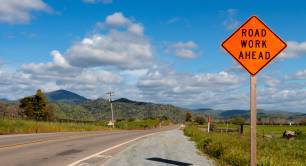 Road work ahead sign