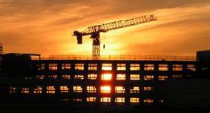 Building site at sunset