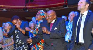 Archbishop Desmond Tutu dancing at Skoll World Forum 2015