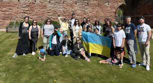 Ukrainian families visit Arbroath Abbey in Scotland as part of the Ukrainians Together project to learn more about Scottish history