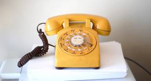 Yellow vintage telephone