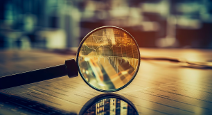 Magnifying glass on charts