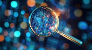 magnifying-glass on digital background