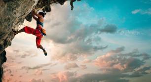 rock climber on the ascent