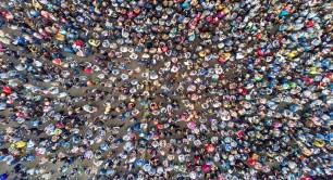 top view of a crowd of people