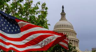 US Capitol building and flag